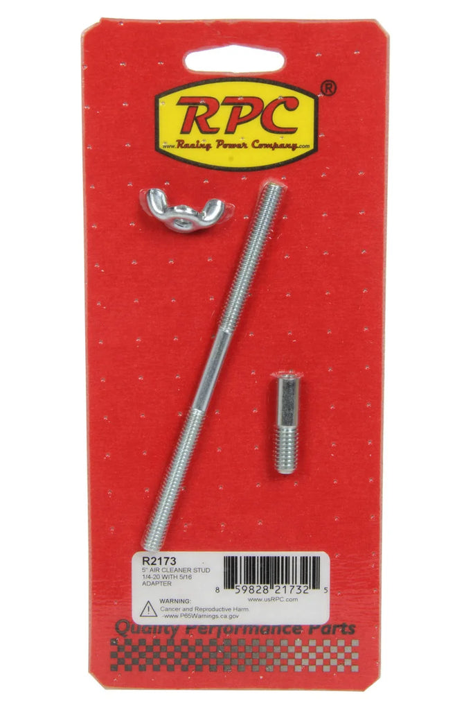 Racing Power Company 5In Air Cleaner Stud 1/ 4-20 With 5/16 Adapter