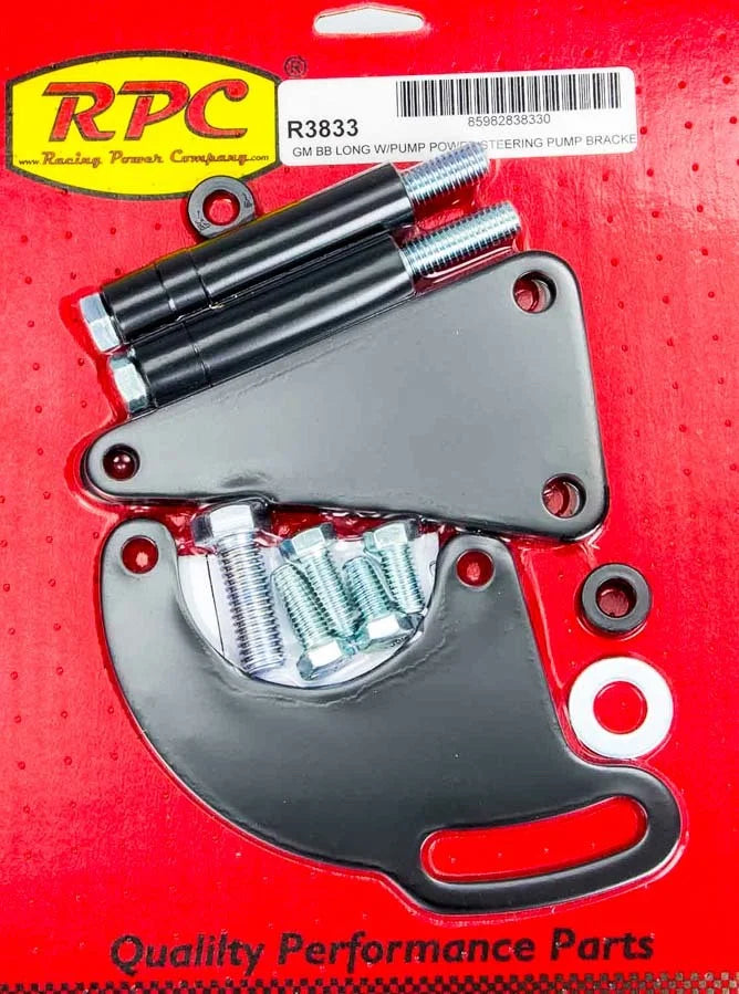 Racing Power Company BBC Saginaw Power Steer Bracket Lwp Black