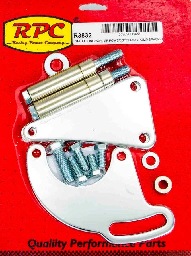 Racing Power Company BBC Saginaw Power Steer Bracket Lwp Chrome