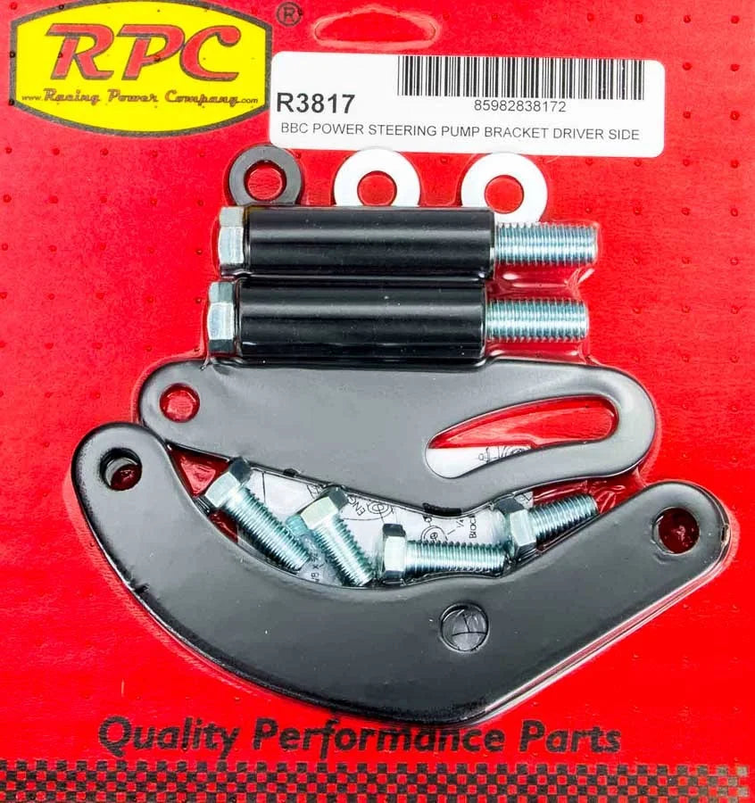 Racing Power Company BBC Saginaw Power Steer Bracket Swp Black