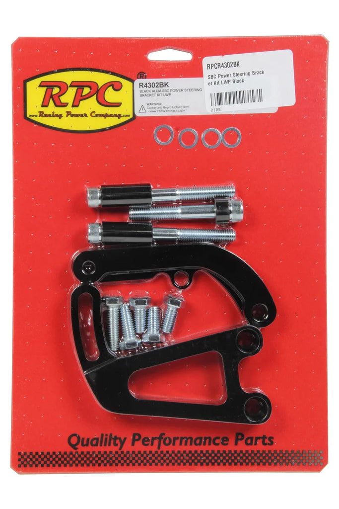 Racing Power Company SBC Power Steering Brack et Kit LWP Black