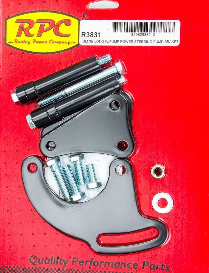 Racing Power Company SBC Saginaw Power Steer Bracket Lwp Black