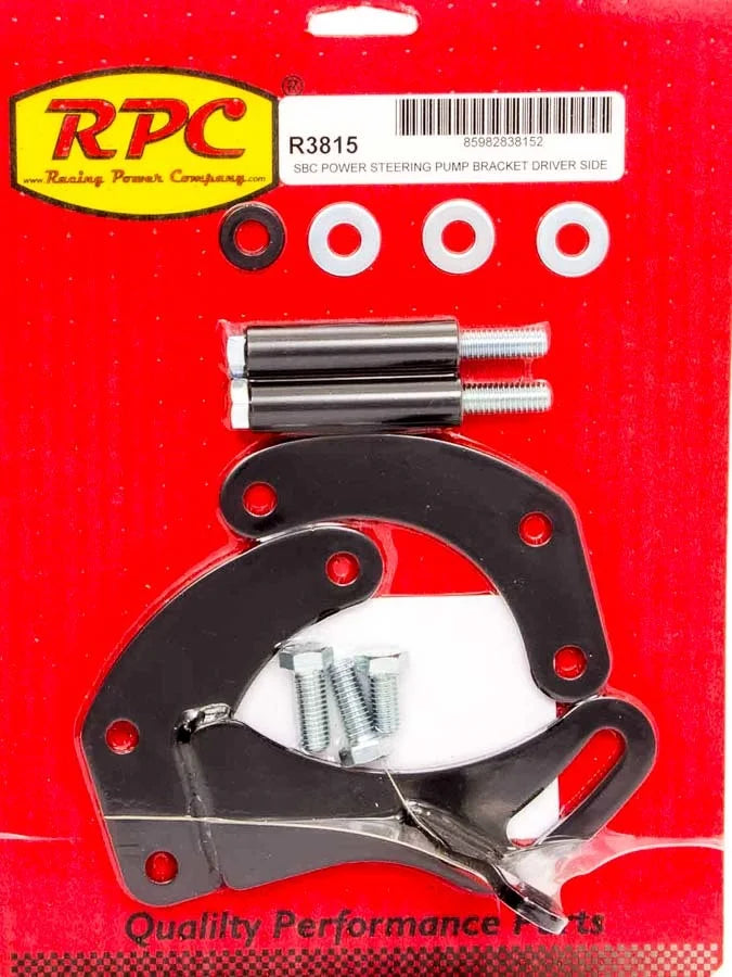 Racing Power Company SBC Saginaw Power Steer Bracket Swp Black