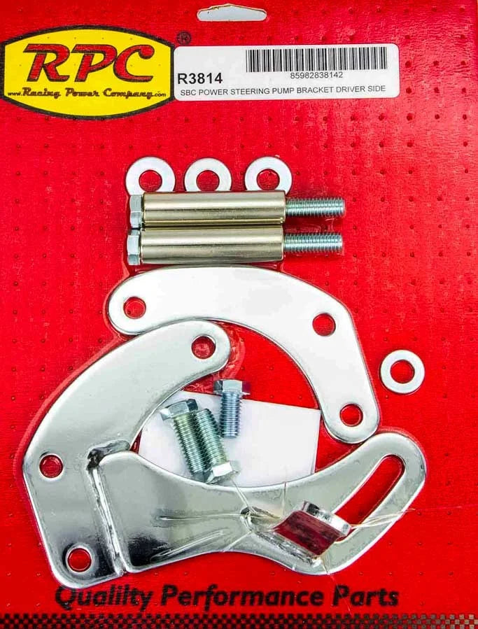 Racing Power Company SBC Saginaw Power Steer Bracket Swp Chrome