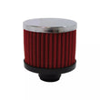 Load image into Gallery viewer, Racing Power Company Valve Cover Breather 3in Tall Push In Chrome/Red