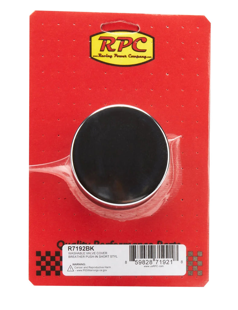 Racing Power Company Valve Cover Breather Push In Short Black Each
