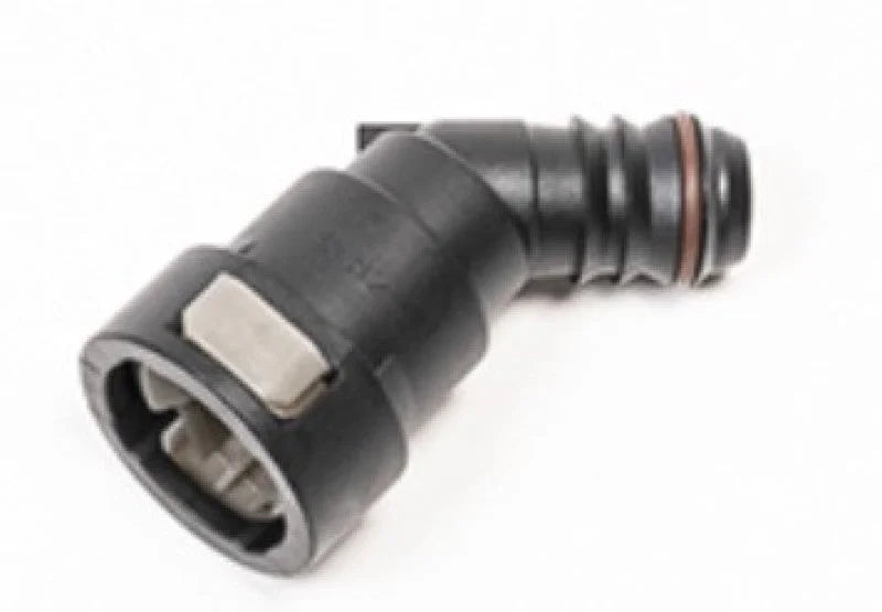 Radium 16mm SAE Female to 45deg 5/8in Barb - Side View