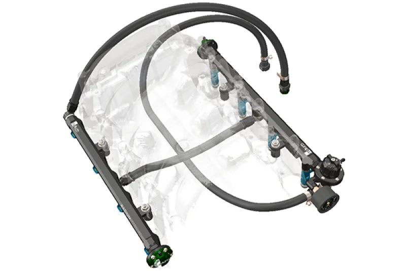 Radium Engineering Toyota 2UZ-FE (Non VVTI) Fuel Rail Plumbing Kit - Side View