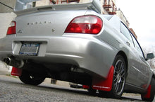 Load image into Gallery viewer, Rally Armor 02-07 Subaru WRX/STI/RS/2.5i (Wagons Req. Mod.) Red UR Mud Flap w/White Logo - Side View