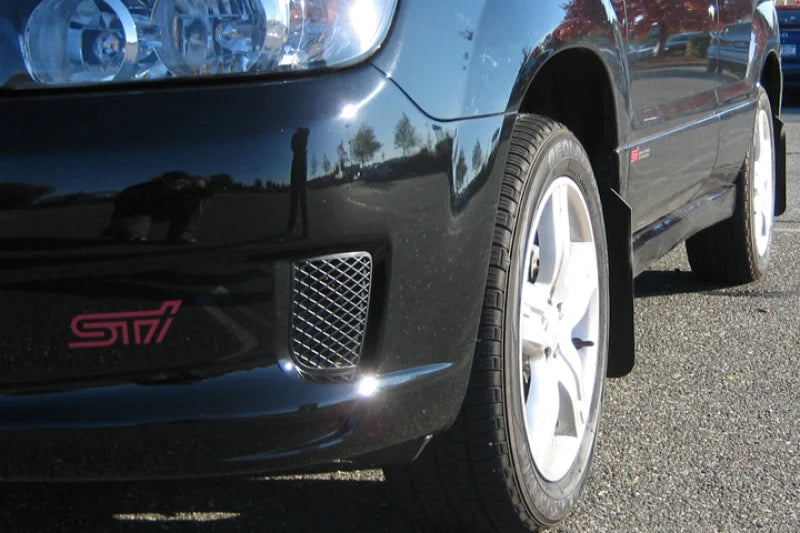 Rally Armor 03-08 Subaru Forester Basic Black Mud Flap w/ Black Logo - Main Product View