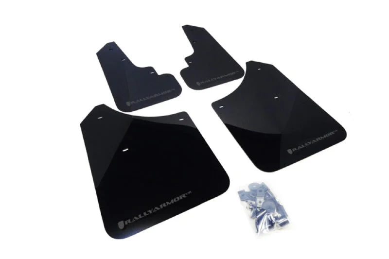Rally Armor 03-08 Subaru Forester Black UR Mud Flap w/ Grey Logo - Main Product View