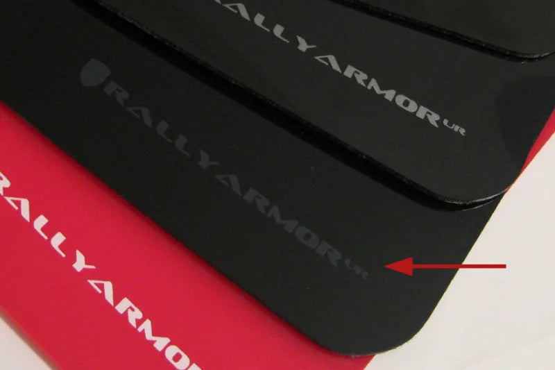 Rally Armor 03-08 Subaru Forester Black UR Mud Flap w/ Grey Logo - Side View