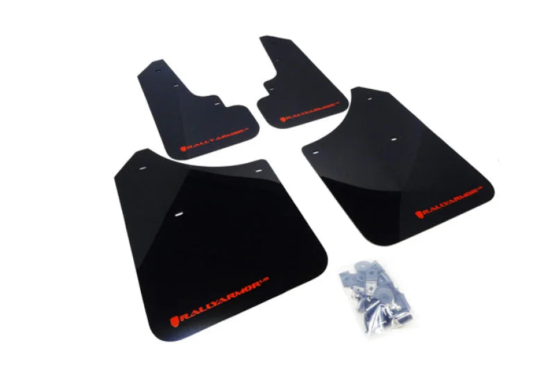 Rally Armor 03-08 Subaru Forester Black UR Mud Flap w/ Red Logo - Main Product View