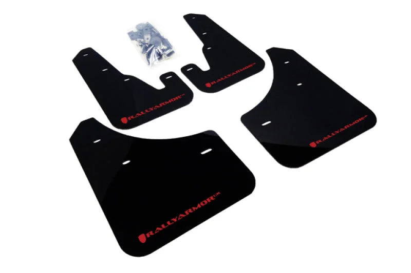 Rally Armor 04-09 Mazda3/Speed3 Basic Black Mud Flap w/ Black Logo - Side View