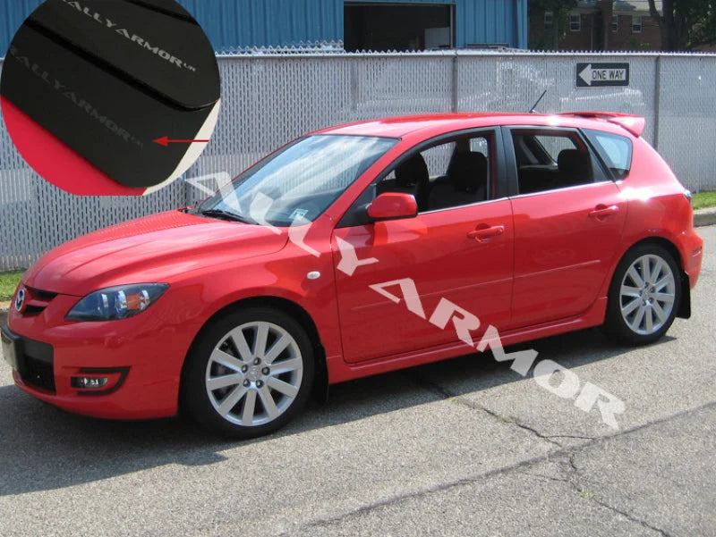 Rally Armor 04-09 Mazda3/Speed3 Black UR Mud Flap w/ Grey Logo - Side View