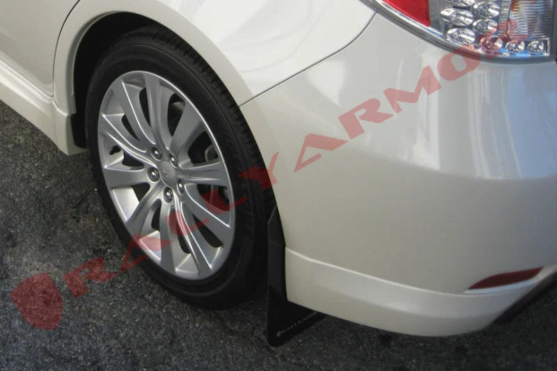 Rally Armor 08-10 Subaru WRX / 08-11 Impreza 2.5i (Hatch/Sedan) Black UR Mud Flap w/Grey Logo - Side View