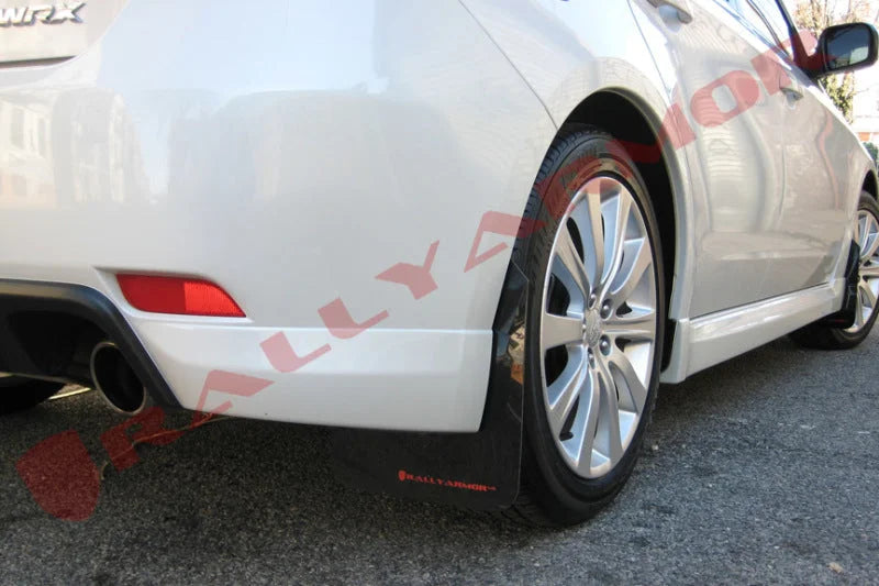 Rally Armor 08-10 Subaru WRX / 08-11 Impreza 2.5i (Hatch/Sedan) Black UR Mud Flap w/Red Logo - Side View