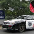 Load image into Gallery viewer, Rally Armor 08-11 Subaru STI (Hatch Only) / 11-14 WRX (Hatch Only) Black UR Mud Flap w/Grey Logo - Side View