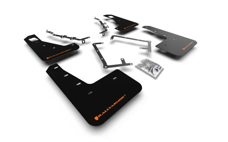 Rally Armor 09-11 Ford Focus MK2 RS Black UR Mud Flap Orange Logo - Main Product View