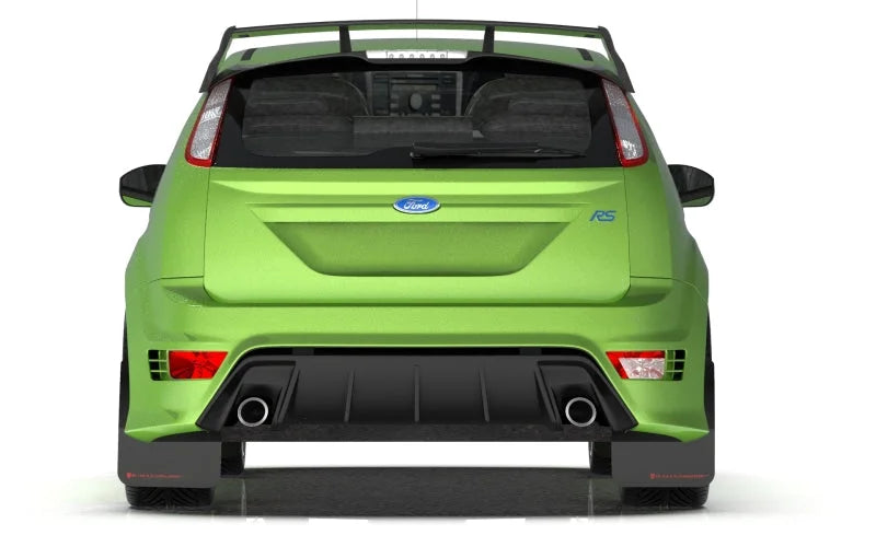 Rally Armor 09-11 Ford Focus MK2 RS Black UR Mud Flap Red Logo - Detail View