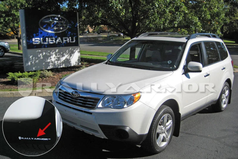 Rally Armor 09-13 Subaru Forester Black UR Mud Flap w/ White Logo - Side View