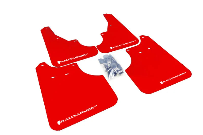 Rally Armor 09-13 Subaru Forester Red UR Mud Flap w/ White Logo - Main Product View