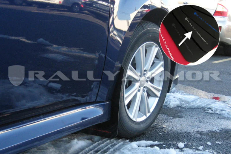 Rally Armor 10-14 Subaru Legacy Black UR Mud Flap w/ Silver Logo - Side View