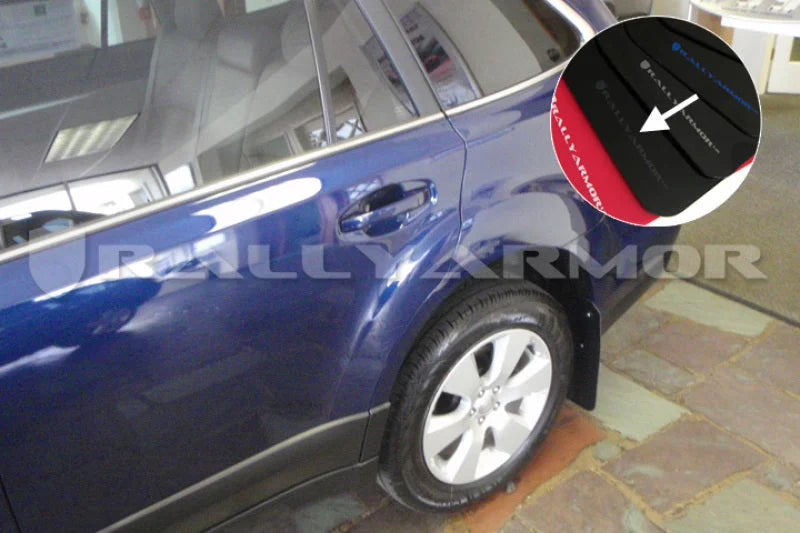 Rally Armor 10-14 Subaru Outback Black UR Mud Flap w/ Grey Logo - Side View