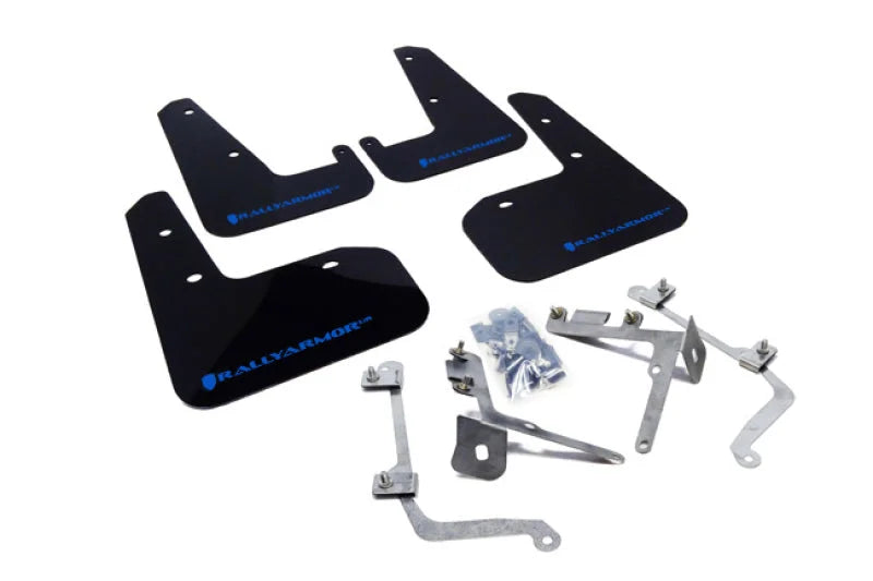 Rally Armor 11-14 Subaru WRX/STI (Sedan Only) Black UR Mud Flap w/Blue Logo - Main Product View