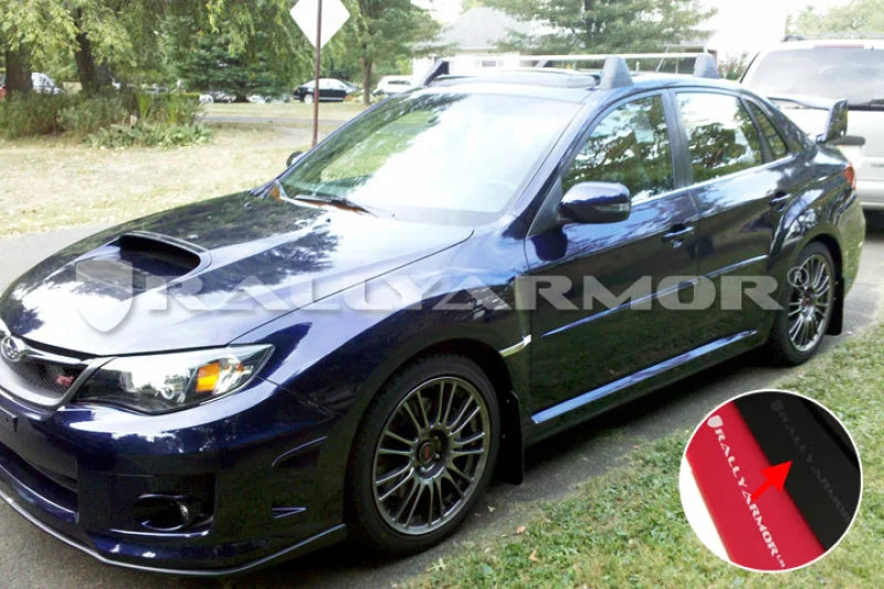 Rally Armor 11-14 Subaru WRX/STI (Sedan Only) Black UR Mud Flap w/Grey Logo - Side View