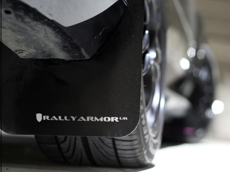 Rally Armor 12-16 Subaru Impreza 4D/5D Black UR Mud Flap w/White Logo - Side View