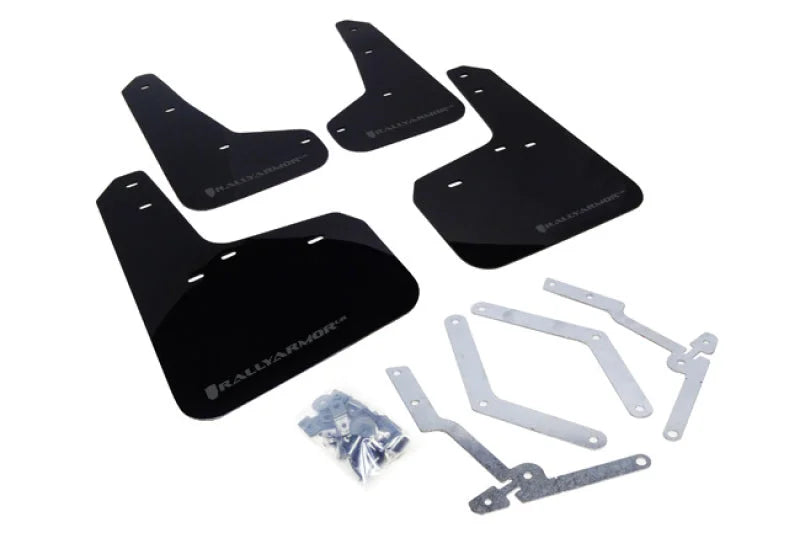 Rally Armor 12-19 Ford Focus ST / 16-19 RS Black Mud Flap w/Grey Logo - Main Product View
