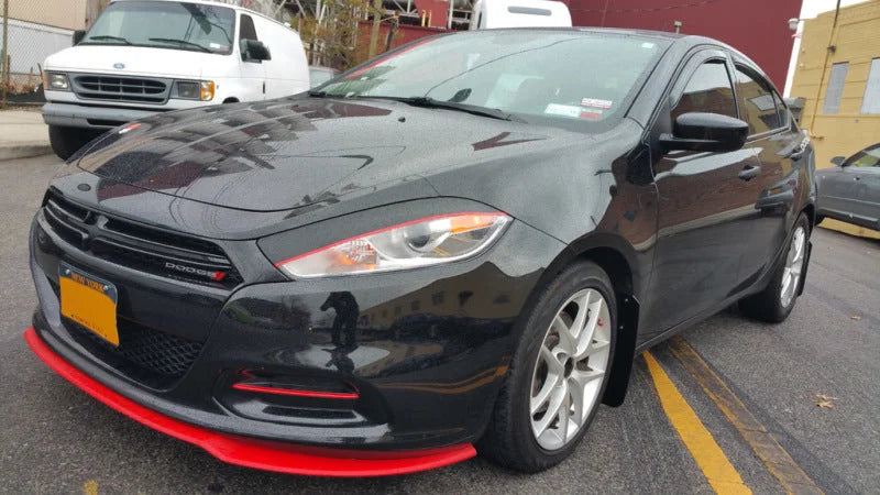 Rally Armor 13-16 Dodge Dart Black UR Mud Flap w/ White Logo - Installation View