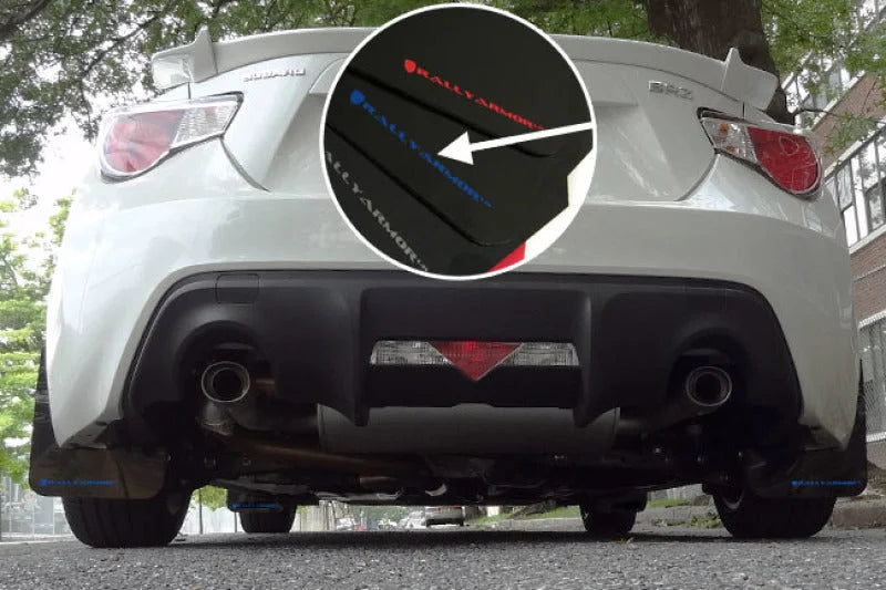 Rally Armor 13-17 Subaru BRZ/Toyota FR-S Black UR Mud Flap w/Blue Logo - Side View