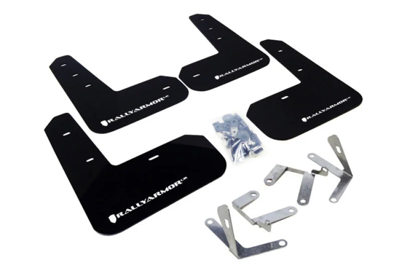 Rally Armor 13-17 Subaru BRZ/Toyota FR-S Black UR Mud Flap w/White Logo - Main Product View