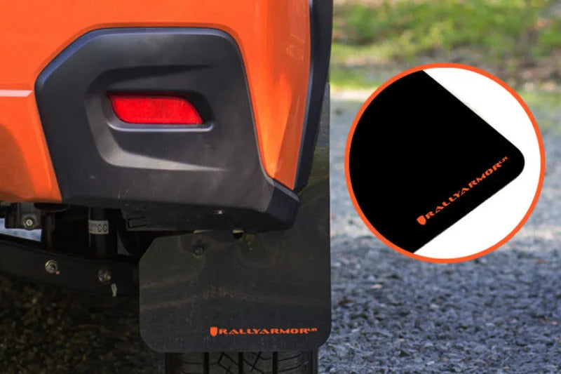 Rally Armor 13-17 Subaru Crosstrek XV Black Mud Flap w/Orange Logo - Additional View 8