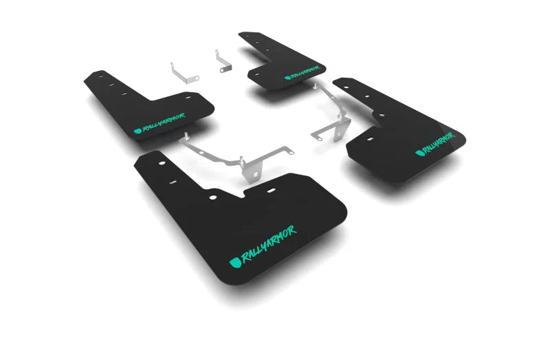 Rally Armor 13-17 Subaru Crosstrek XV Black UR Mud Flap w/Teal Altered Font Logo - Main Product View