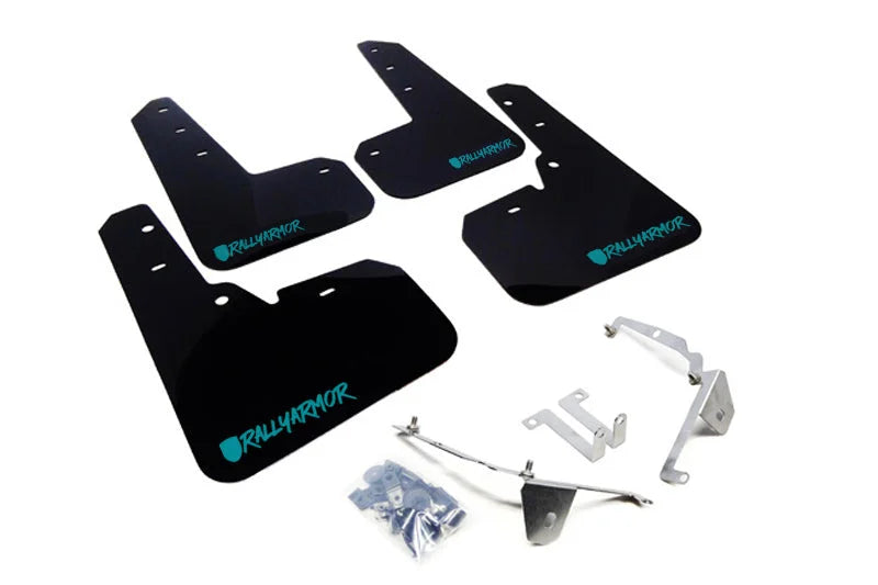 Rally Armor 13-17 Subaru Crosstrek XV Black UR Mud Flap w/Teal Altered Font Logo - Back View