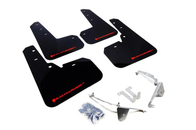 Rally Armor 13-17 Subaru Crosstrek XV Red Mud Flap w/White Logo - Main Product View