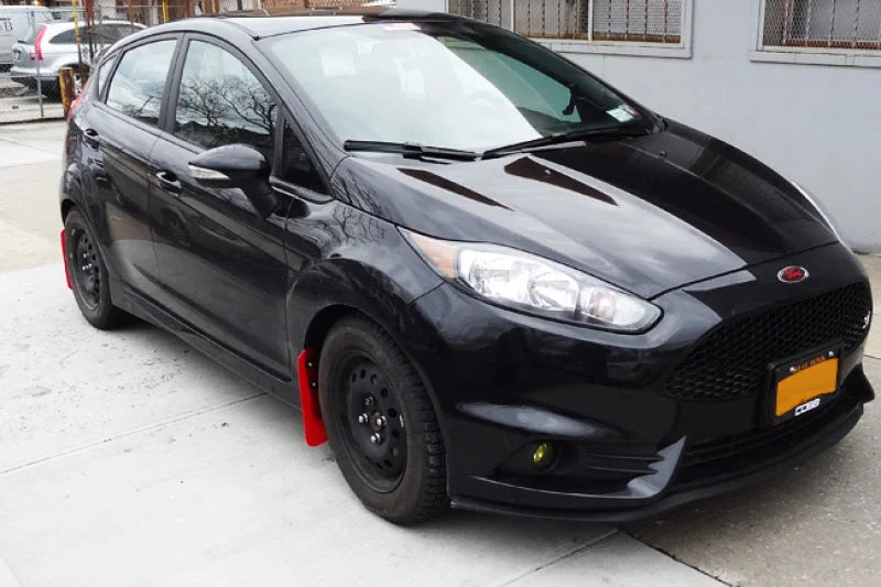 Rally Armor 13-19 Ford Fiesta ST Black UR Mud Flap w/White Logo - Side View
