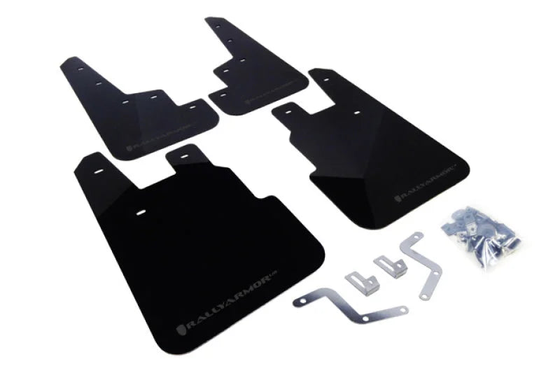 Rally Armor 14-18 Subaru Forester Black Mud Flap w/ Grey Logo - Main Product View