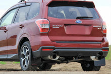 Load image into Gallery viewer, Rally Armor 14-18 Subaru Forester Black Mud Flap w/ Grey Logo - Installation View