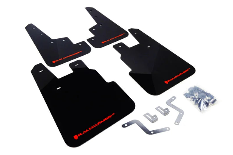 Rally Armor 14-18 Subaru Forester Black Mud Flap w/ Red Logo - Main Product View