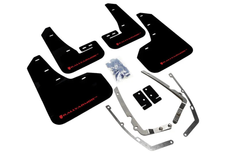 Rally Armor 15-21 MKVII VW Golf/GTI Black UR Mud Flap w/Red Logo - Main Product View