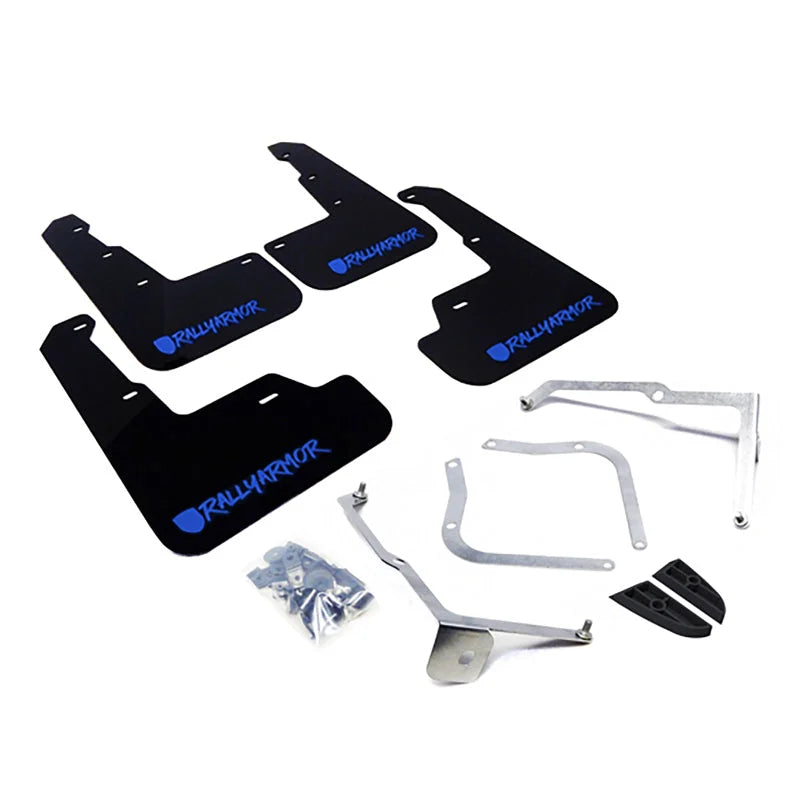 Rally Armor 15-21 Subaru WRX/STI Black Mud Flap Blue Altered Font Logo - Side View