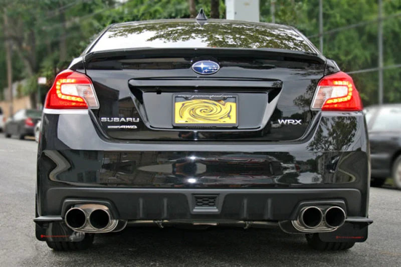 Rally Armor 15-21 Subaru WRX/STI Black Mud Flap Green Altered Font Logo - Back View