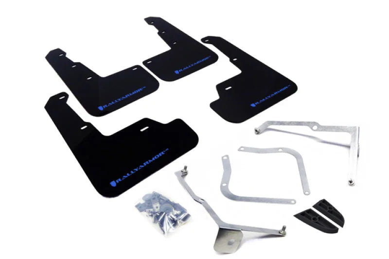 Rally Armor 15-21 Subaru WRX/STI Black UR Mud Flap w/Light Blue Logo - Main Product View