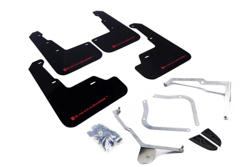 Rally Armor 15-21 Subaru WRX/STI Black UR Mud Flap w/Red Logo - Main Product View