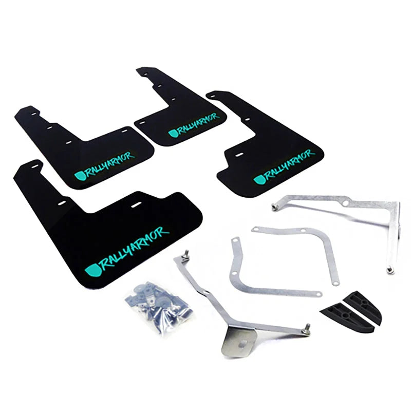 Rally Armor 15-21 Subaru WRX/STI Black UR Mud Flap w/Teal Altered Font Logo - Main Product View