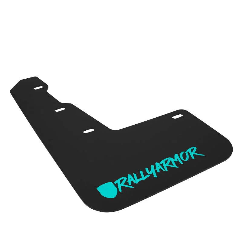 Rally Armor 15-21 Subaru WRX/STI Black UR Mud Flap w/Teal Altered Font Logo - Back View